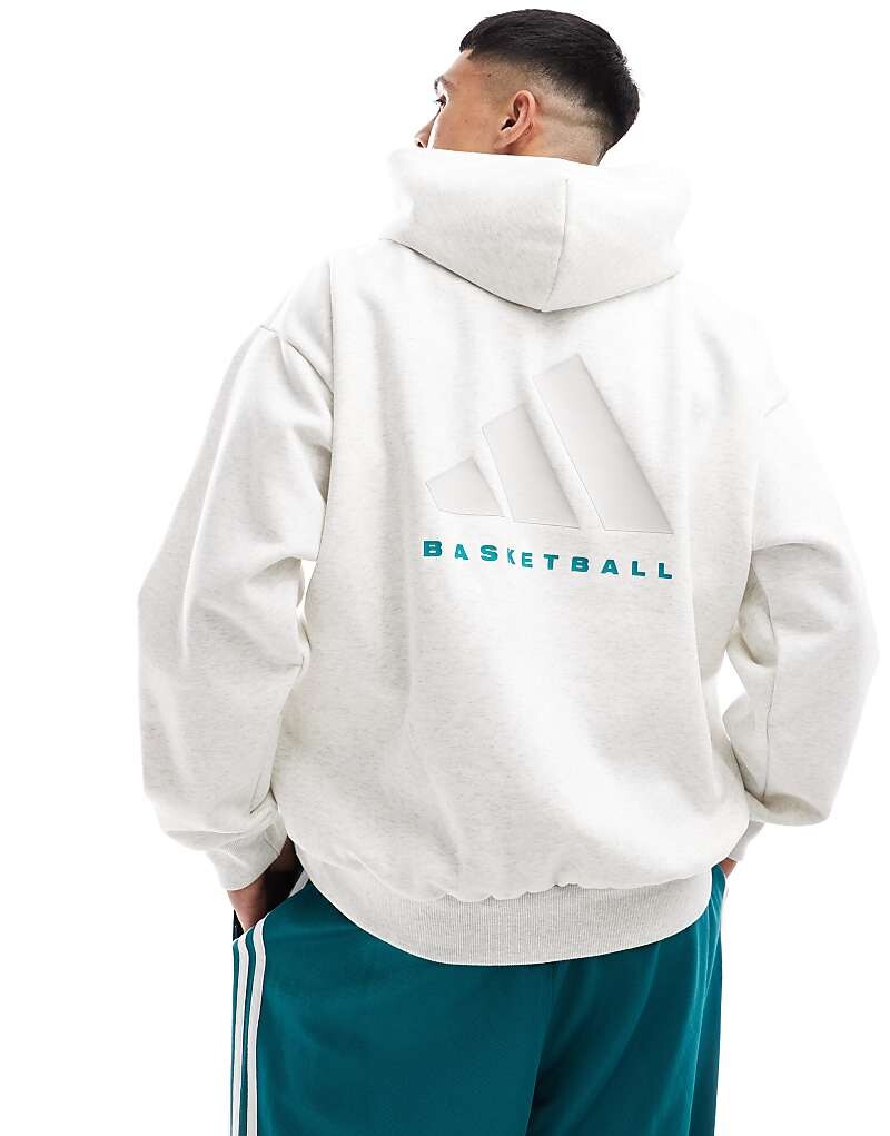 

Серая меланжевая толстовка оверсайз adidas Basketball