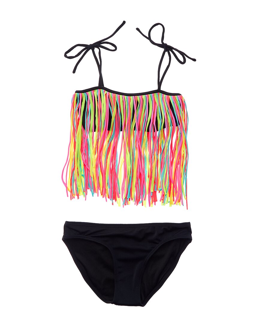 

Комплект бикини Little Peixoto с бахромой, цвет black multi