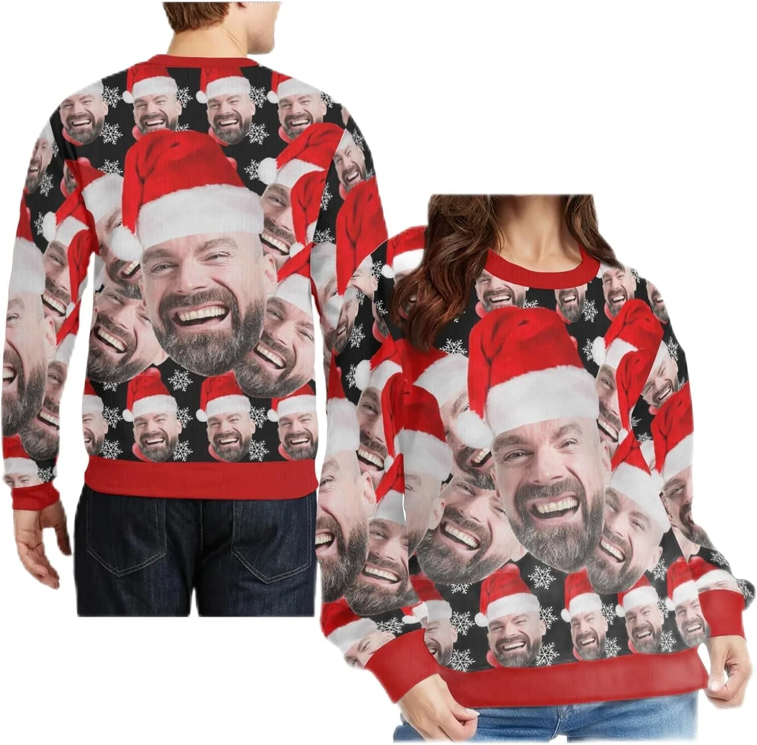 

Индивидуальный свитер с мордой собаки на Рождество для женщин и мужчин