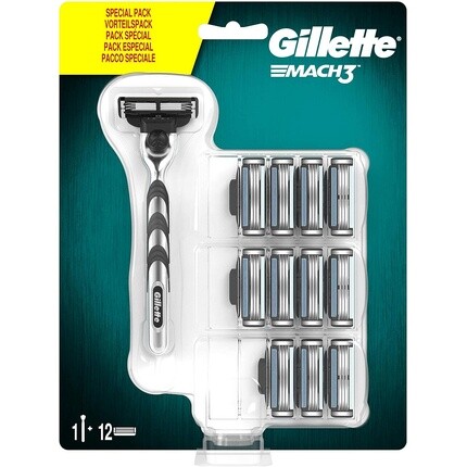 

Мужская бритва Mach3 со смазанными полосками и 12 сменными лезвиями, Gillette