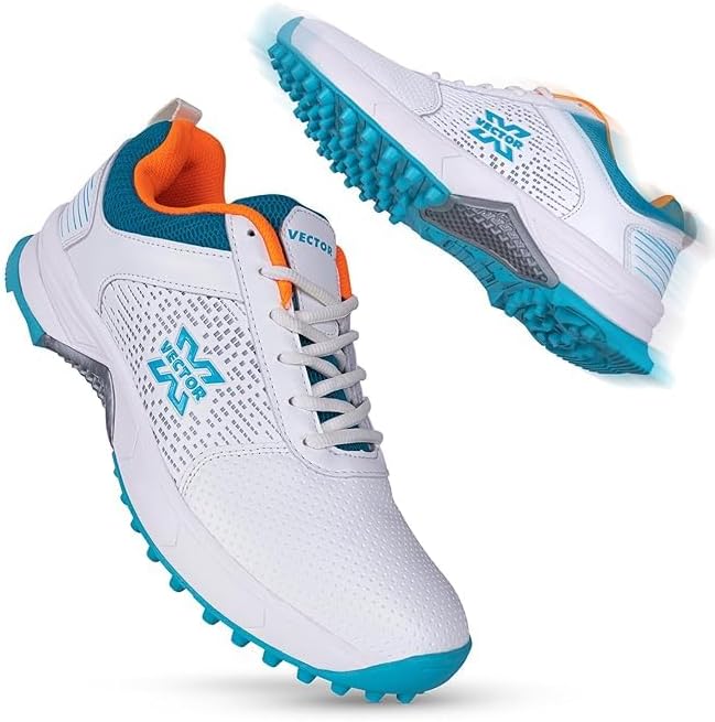 

Кроссовки для крикета Vector - резиновые шипованные спортивные туфли для игры в закрытых помещениях и на улице для крикета и хоккея - легкие с поддержкой средней части стопы, с мягким воротником для щиколотки и прочным верхом из ПУ Knk, Flipper...