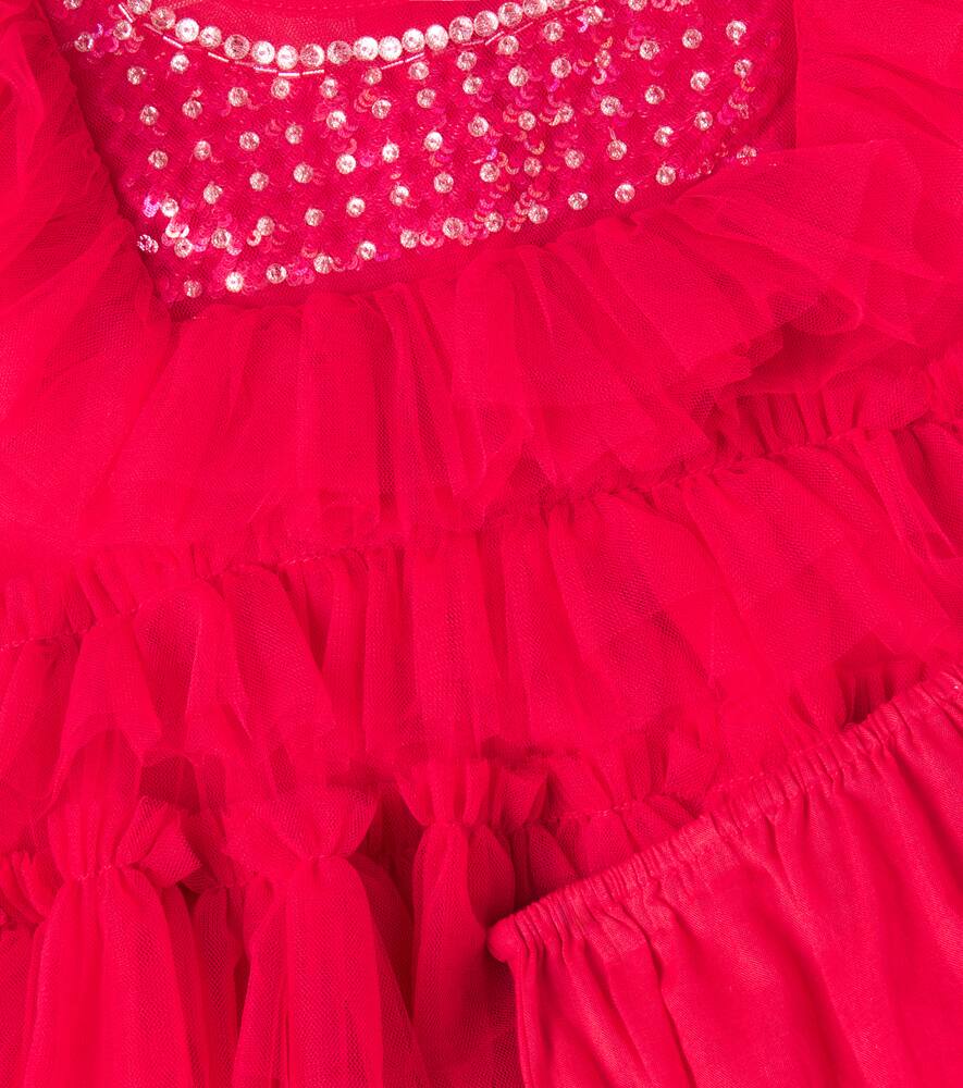 Комплект платье и панталончики Baby Rococo с декоративными элементами Tutu Du Monde, Red Velvet — фото 3