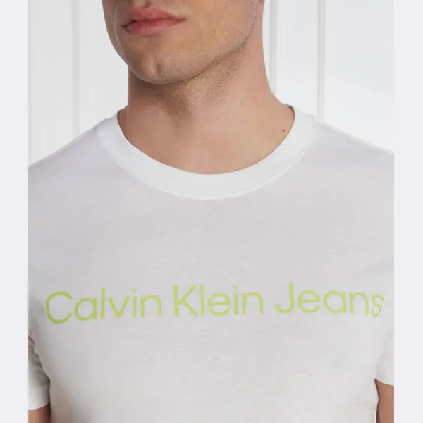 Футболка узкого кроя с логотипом учреждения Calvin Klein, белый — фото 4