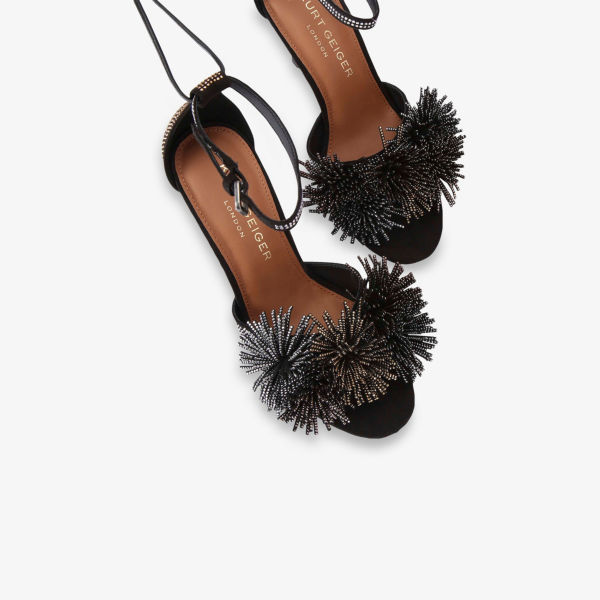 Босоножки на каблуке Kurt Geiger London с помпонами из замши, мультиколор — фото 2