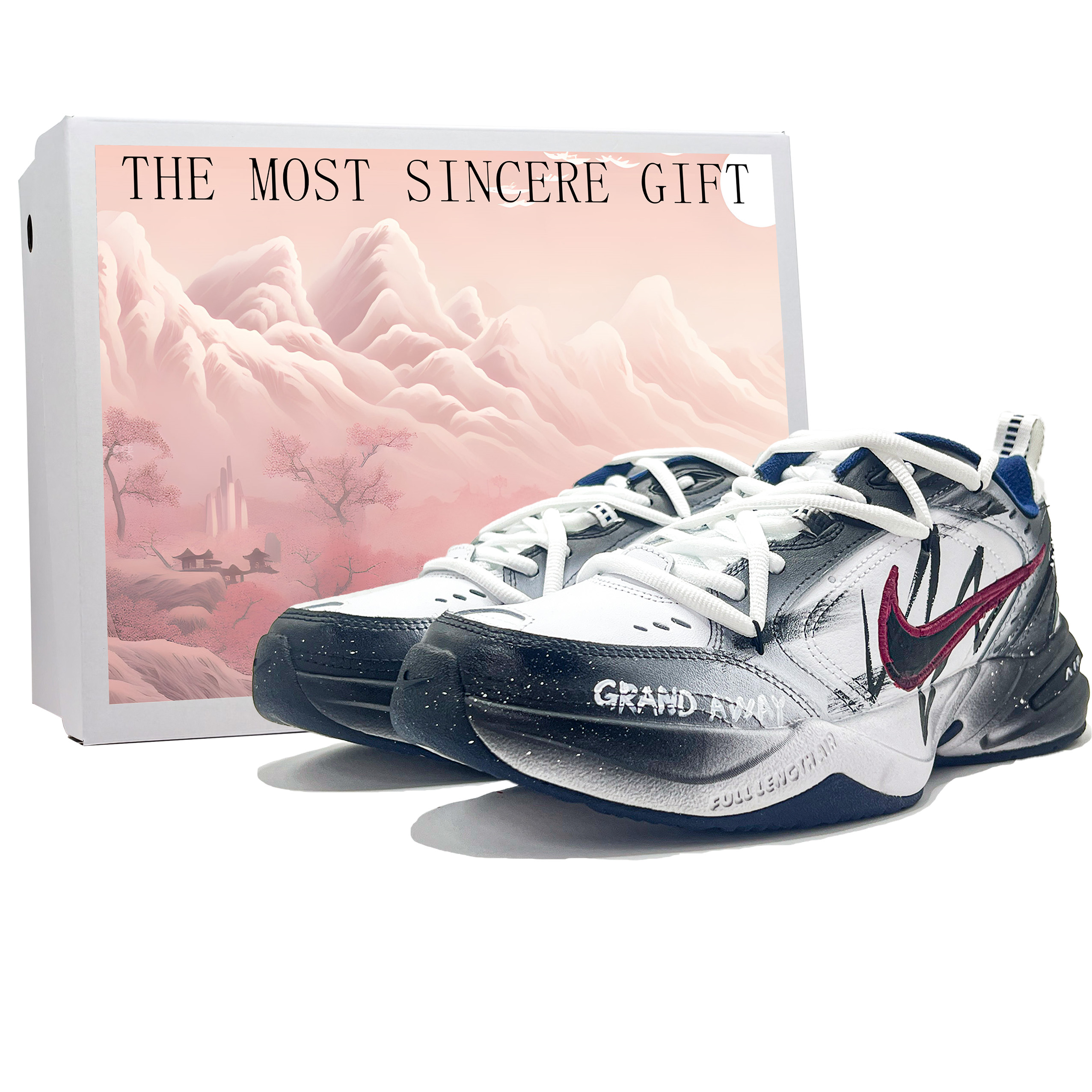 

Nike Air Monarch 4 легкие низкие массивные кроссовки, увеличивающие рост, мужские, белые, черные, синие