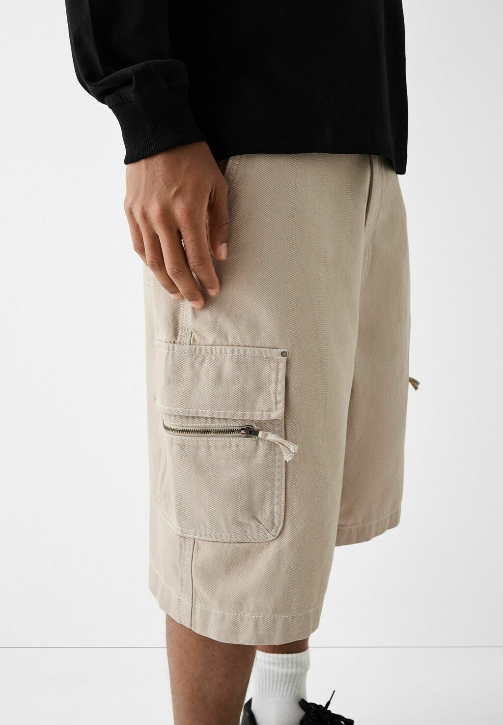 

Шорты Baggy Bermuda Bershka, песочный