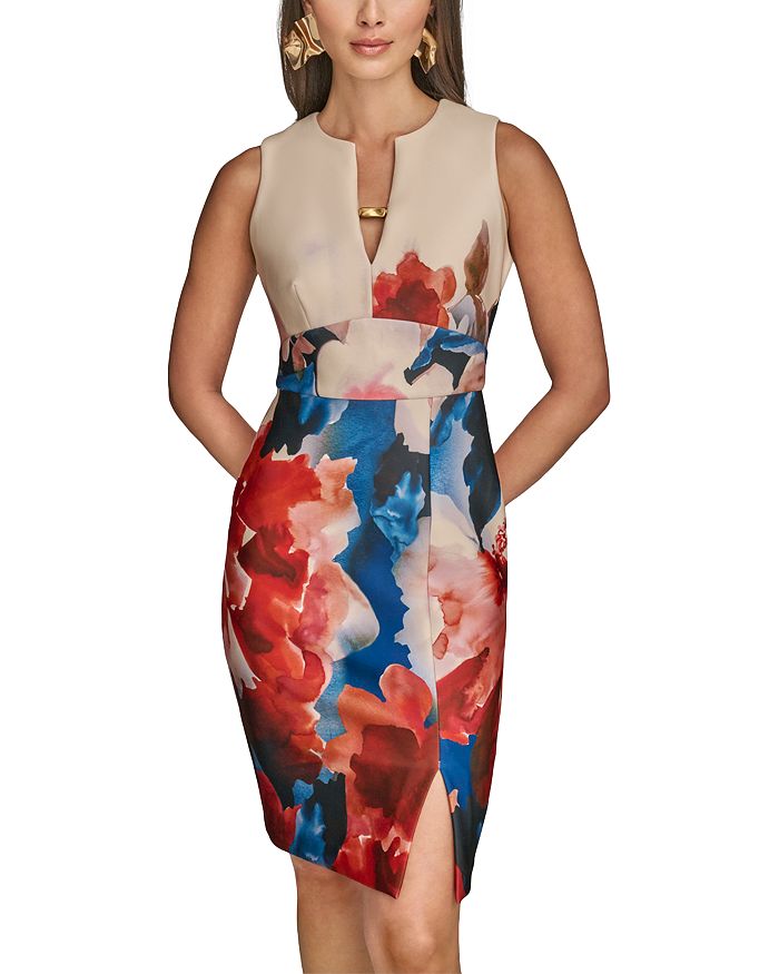 

Платье-футляр с цветочным принтом Placed Floral Donna Karan, мультиколор