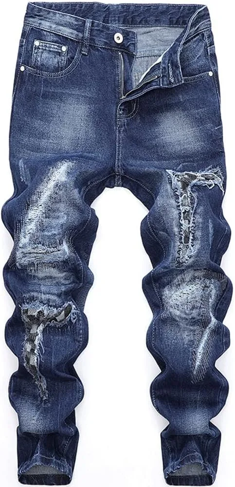 

Джинсы Slim с потертостями и эластичной тканью SIDUFHAOPKLL