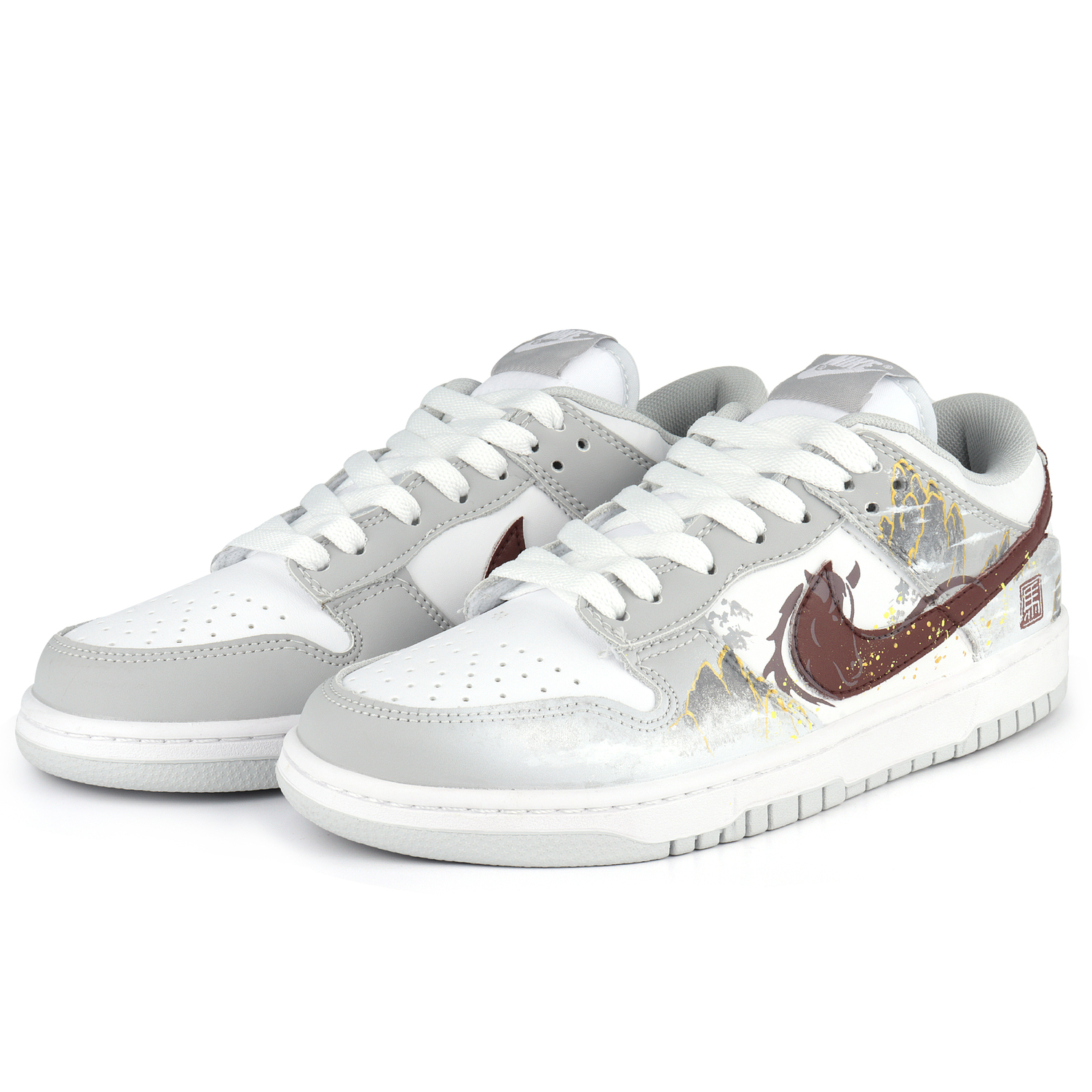 кроссовки для скейтбординга Dunk Abrasion Resistant Low top Unisex Nike, светло-серый — фото 4