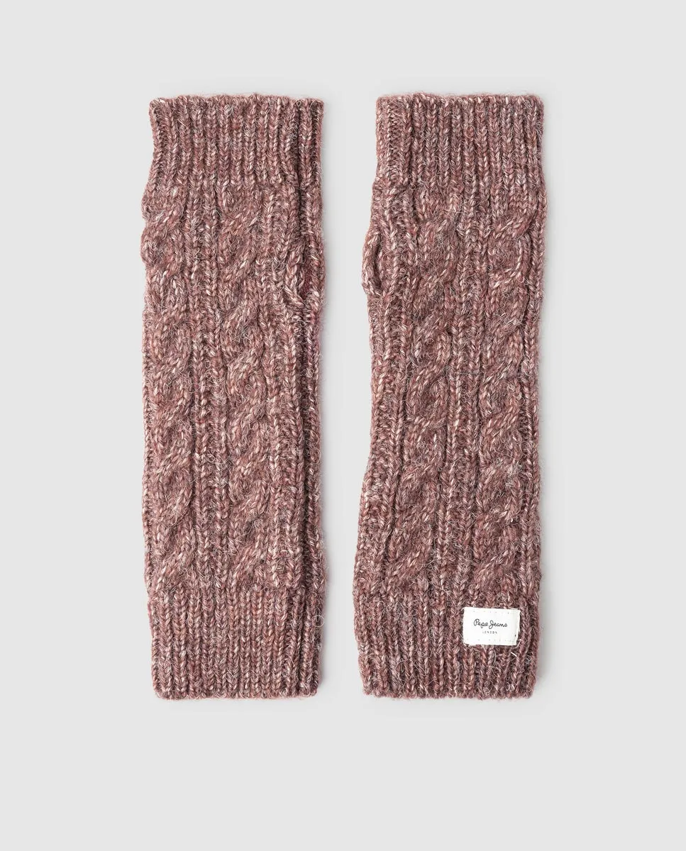 

Женские вязаные митенки с косами Pepe Jeans, красный