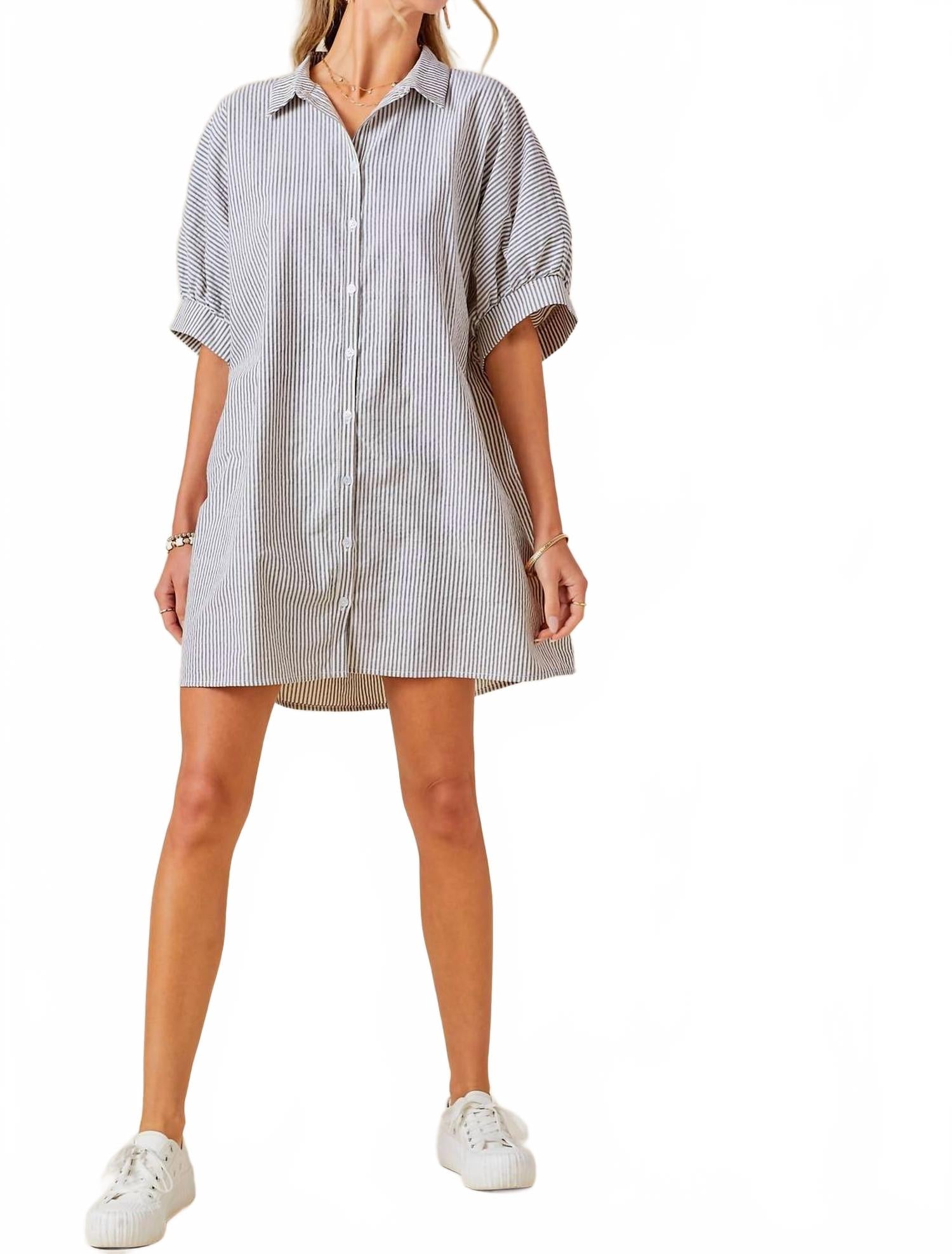 

Платье свободного кроя в черную полоску Day + Moon, черный