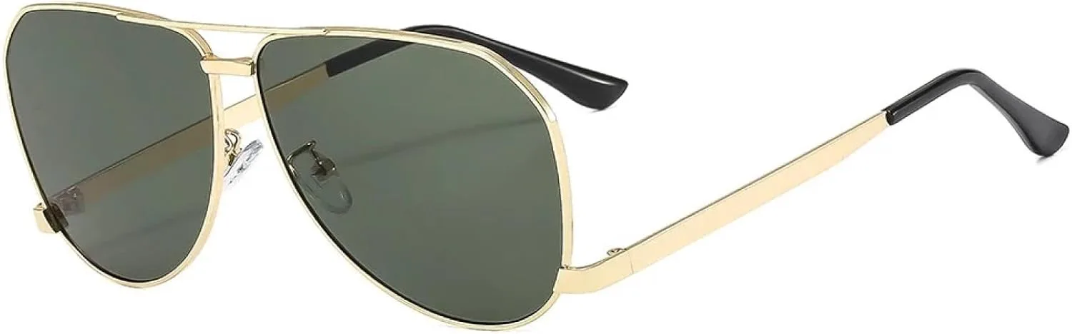 

Модные большие овальные солнцезащитные очки для женщин в винтажном панк-стиле с металлической оправой, мужские с защитой от УФ-излучения UV400 TOIPASTN, Gold Green