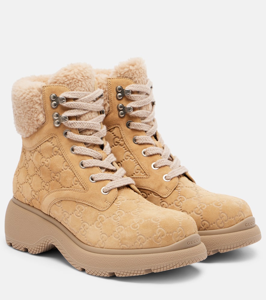 Ботинки Yaga GG из замши Gucci, Buttersc/Butt/Zu.But