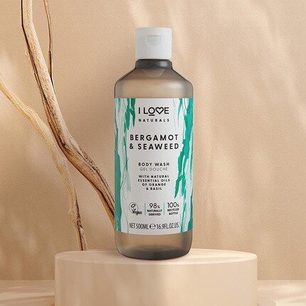 I Love Гель для душа Naturals Bergamot & Seaweed с натуральными маслами апельсина и базилика 500 мл — фото 2