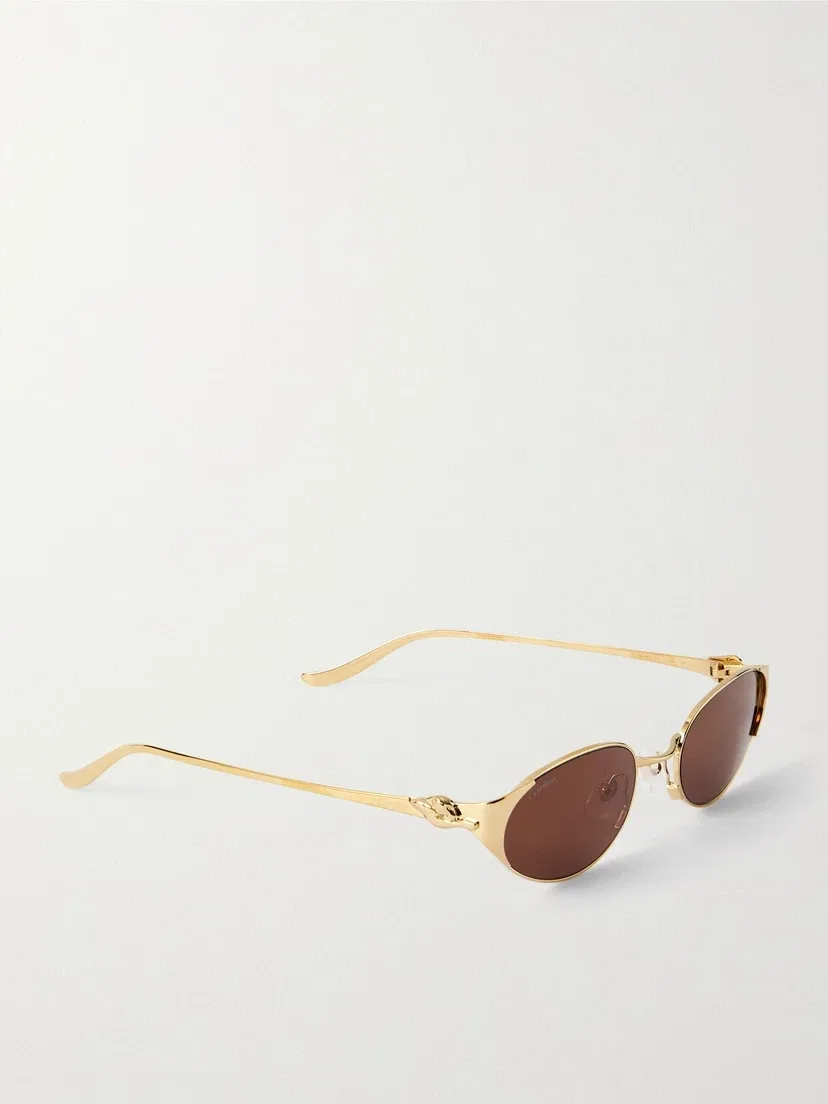 Солнцезащитные очки Panthère de Cartier овальной формы с золотистой оправой Cartier Eyewear, золотой — фото 3