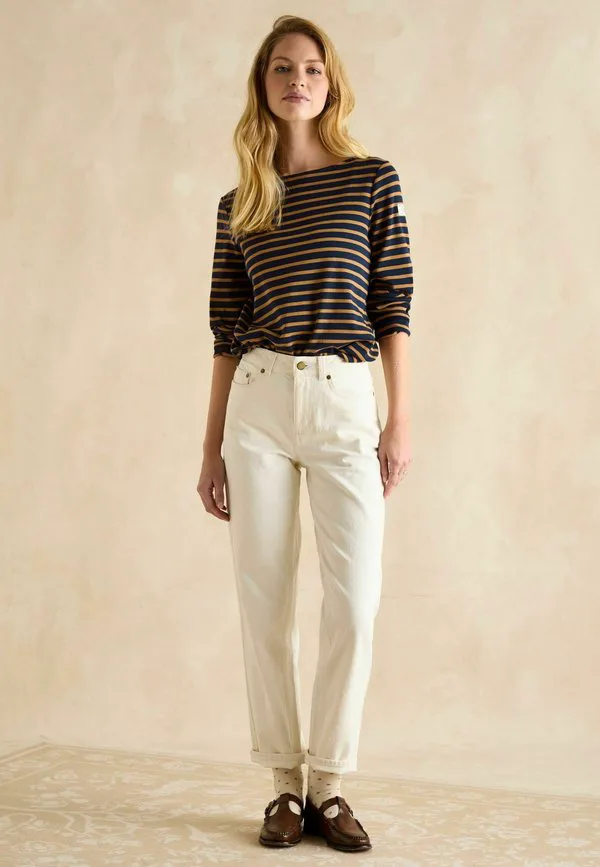 

Футболка с длинным рукавом в бретонском стиле, стандартного кроя, с вырезом типа "гаваньский катер". Joules, Navy, Синий, Футболка с длинным рукавом в бретонском стиле, стандартного кроя, с вырезом типа "гаваньский катер". Joules, Navy