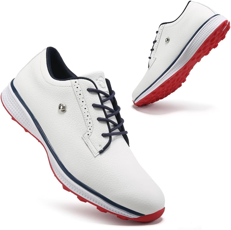 

Профессиональные мужские кроссовки для гольфа. Классические удобные кроссовки для тренировок и занятий гольфом на открытом воздухе. Размеры 7-15. Нескользящие кроссовки для гольфа Ifrich, белый/красный/синий