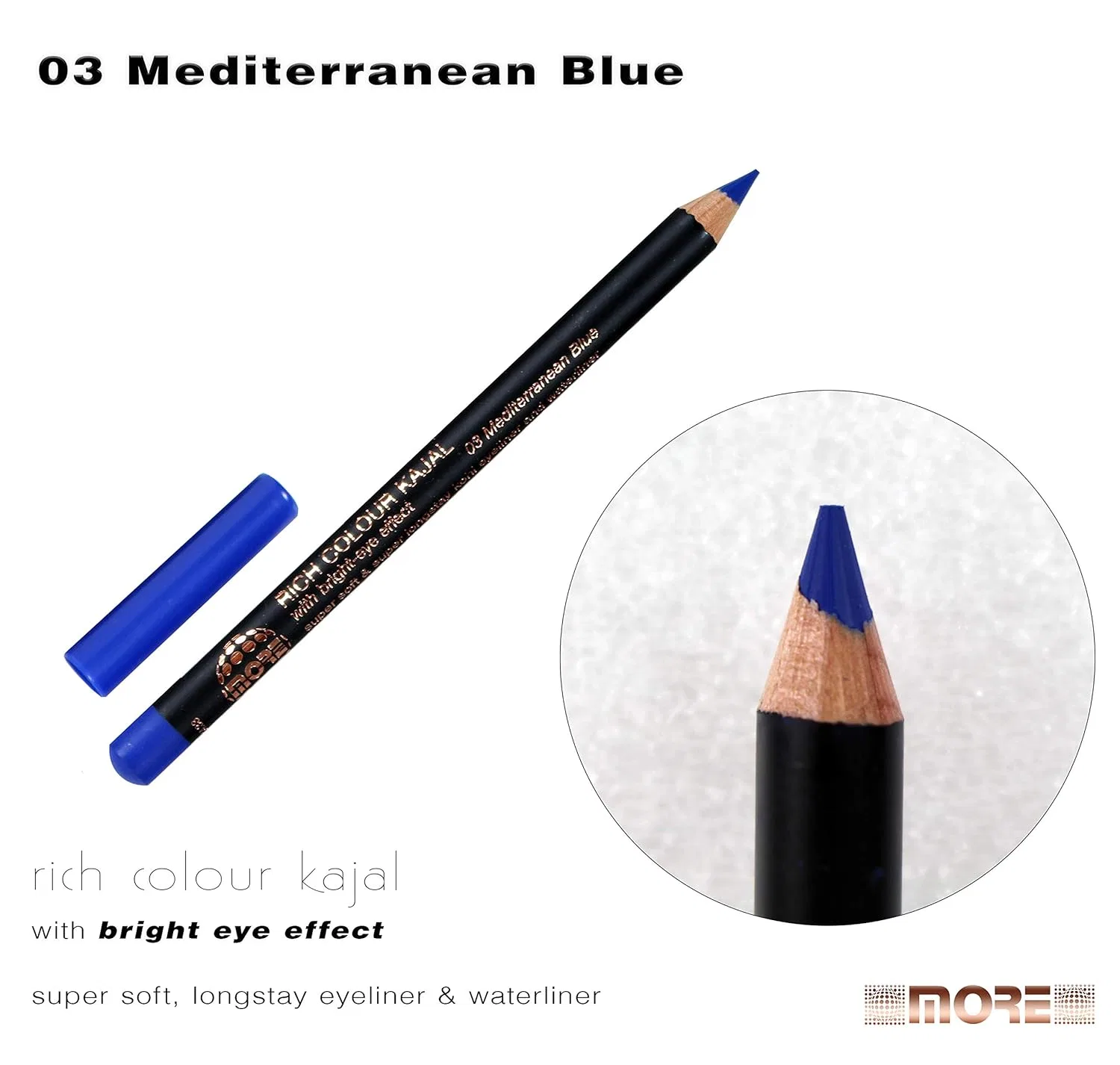 Карандаш-кайал «03 Mediterranean Kajal» от MORE by Makki Cosmetics More Cosmetics, 03 Mediterranean Blue — фото 2
