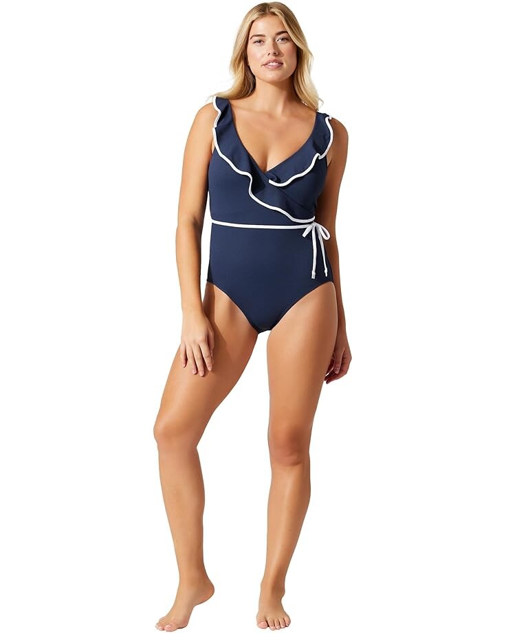 

Купальник Tommy Bahama Island Cays Cabana Wrap One-Piece, цвет Mare Navy