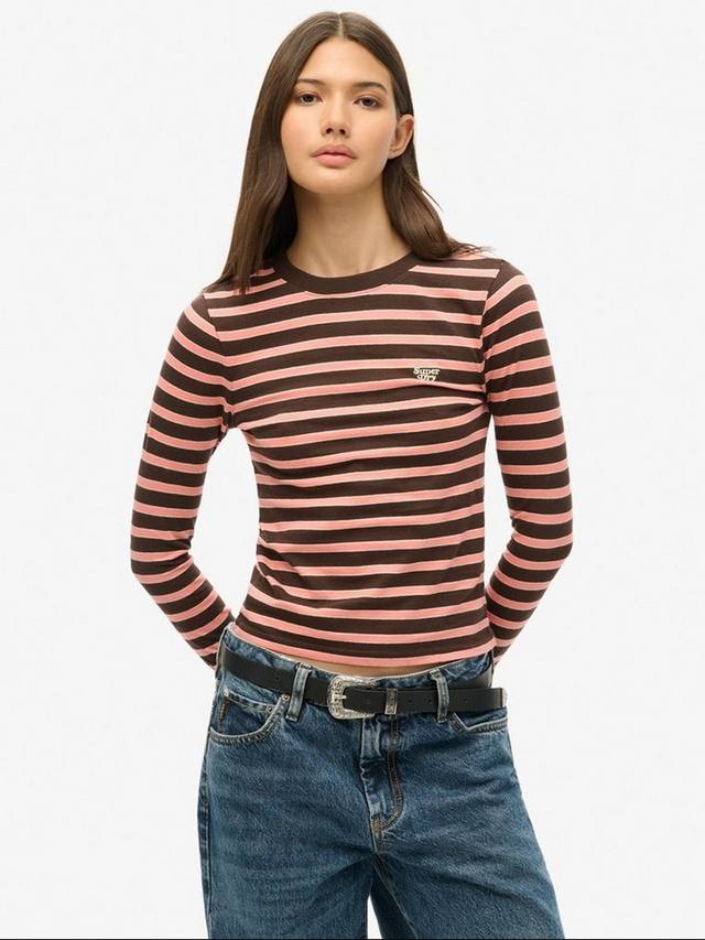 

Топ с длинными рукавами в полоску Superdry, Dark Brown/Multi