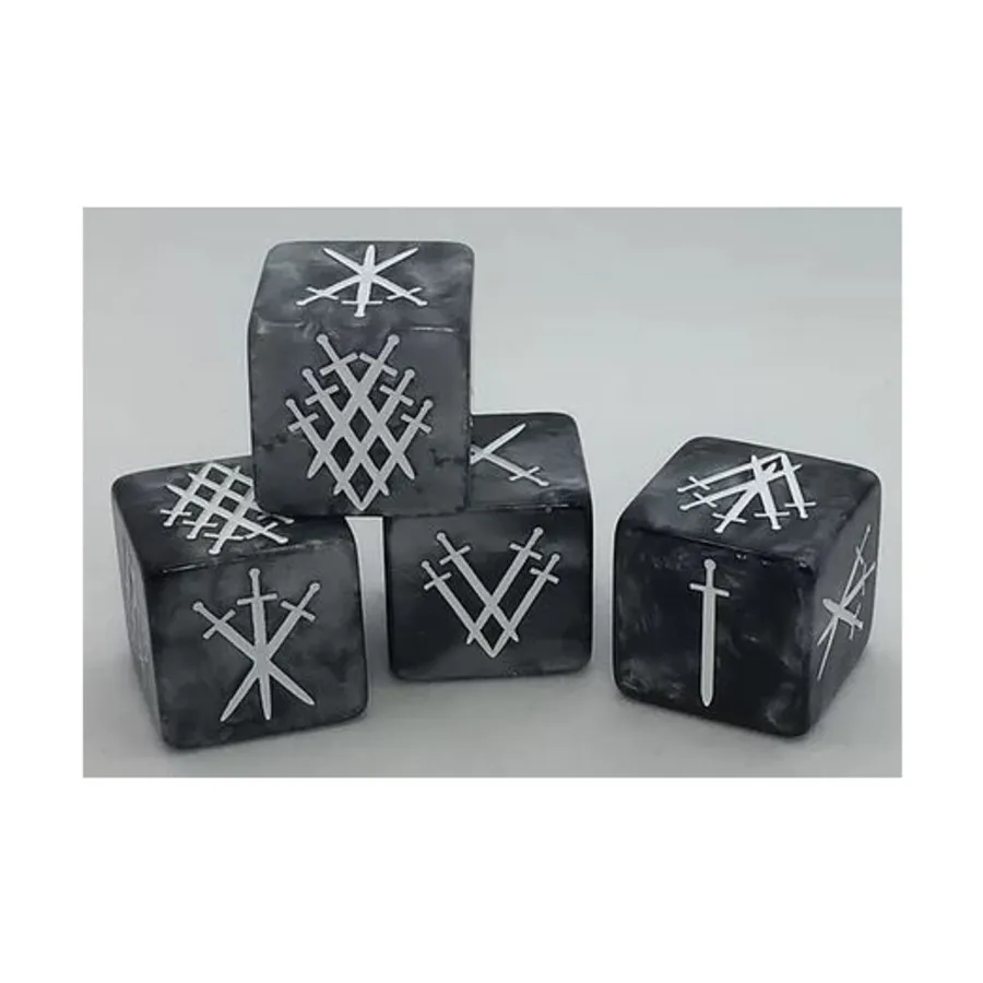 

d6 19 мм «Мечи в каменном штампе» — завиток с белым, Dice (Black Oak)