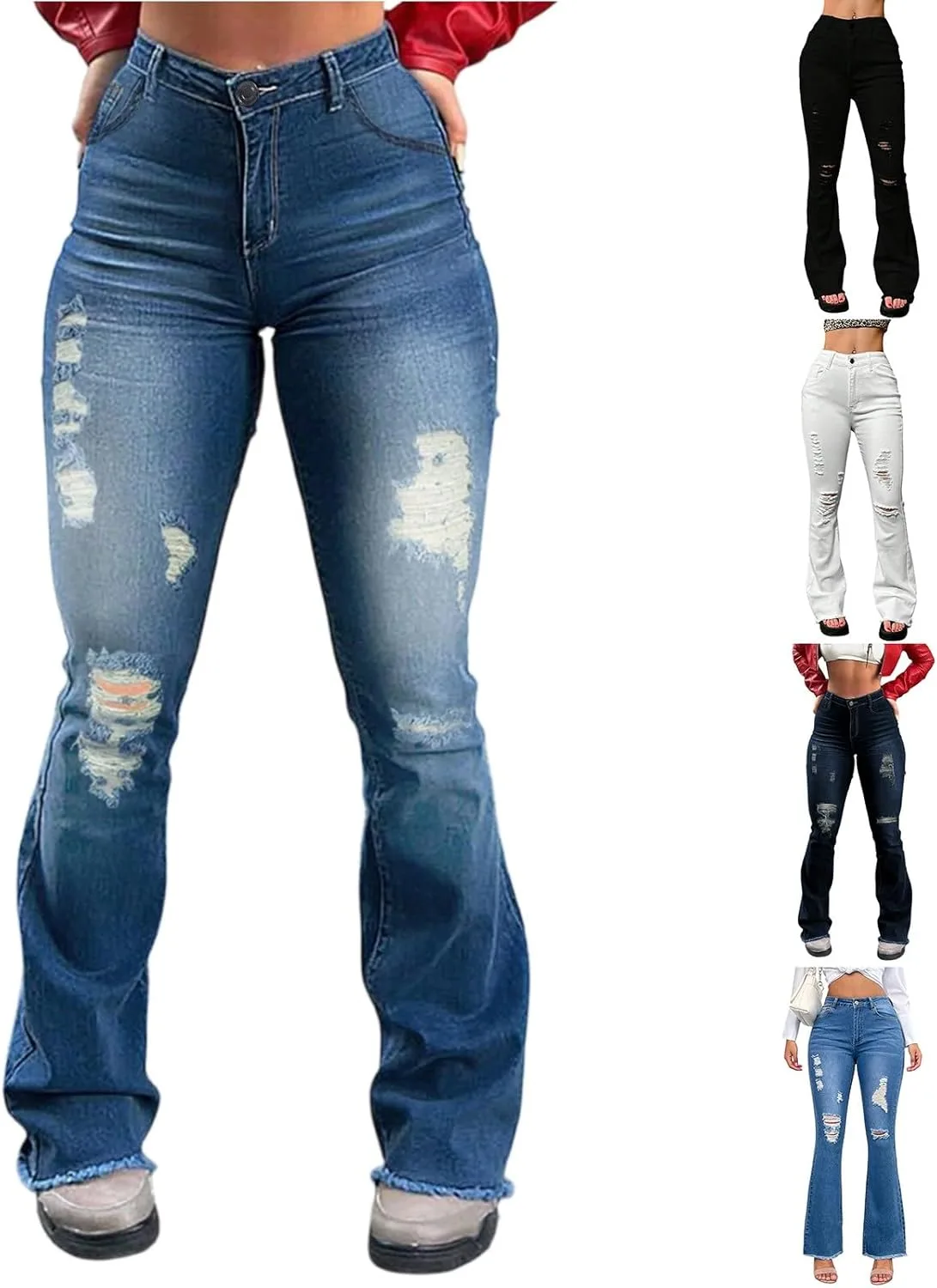 

Женские рваные джинсы Skinny Mid Rise с эластичным поясом