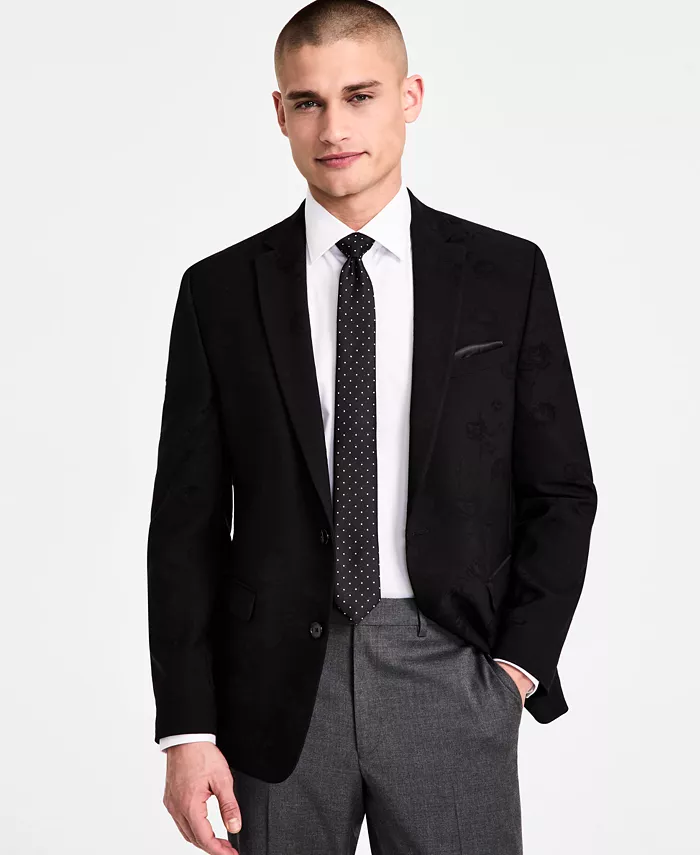 

Мужской вечерний жакет Slim-Fit с жаккардовым цветочным узором Bar III, черный