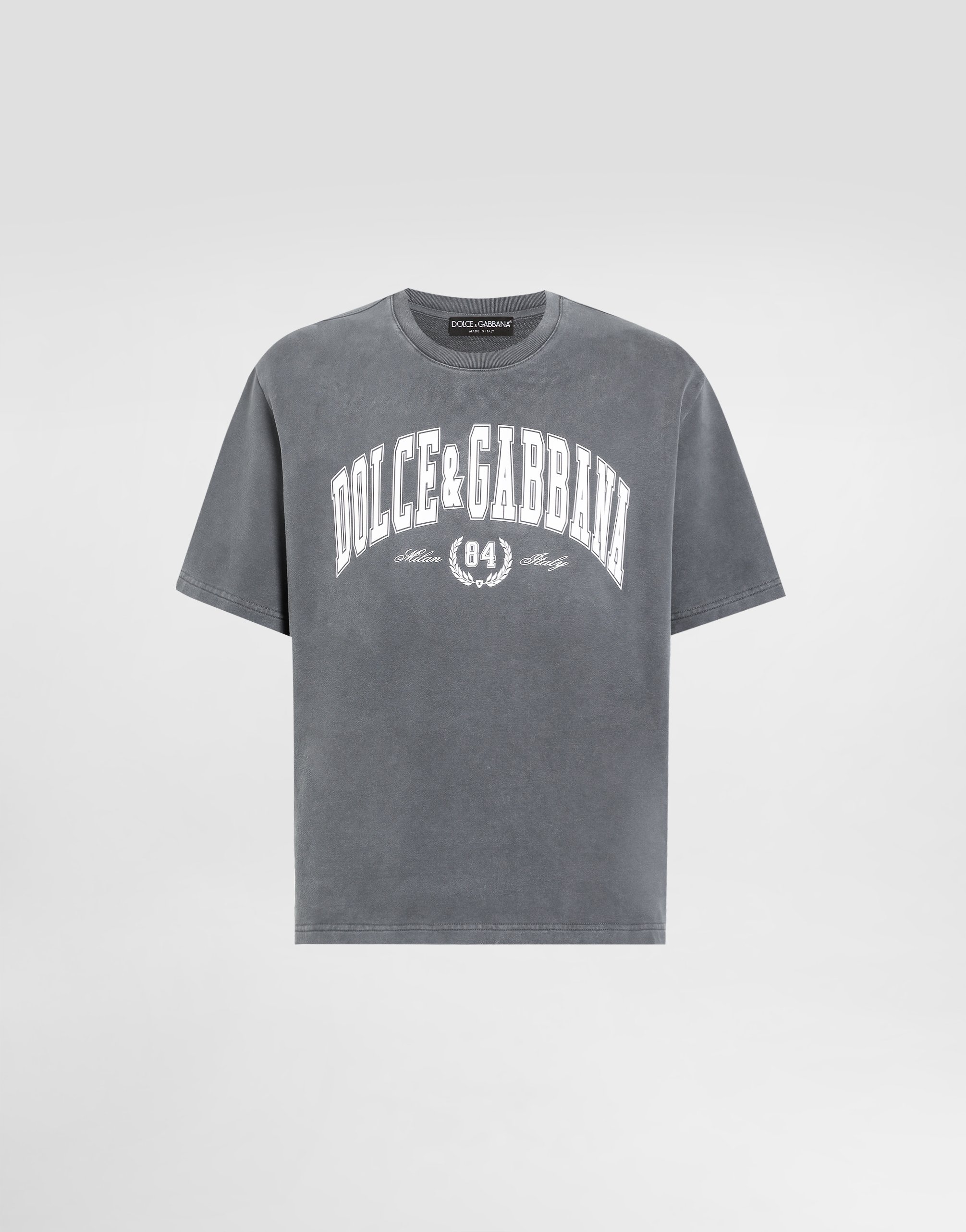 

Хлопковая футболка с принтом Dolce & Gabbana, серый