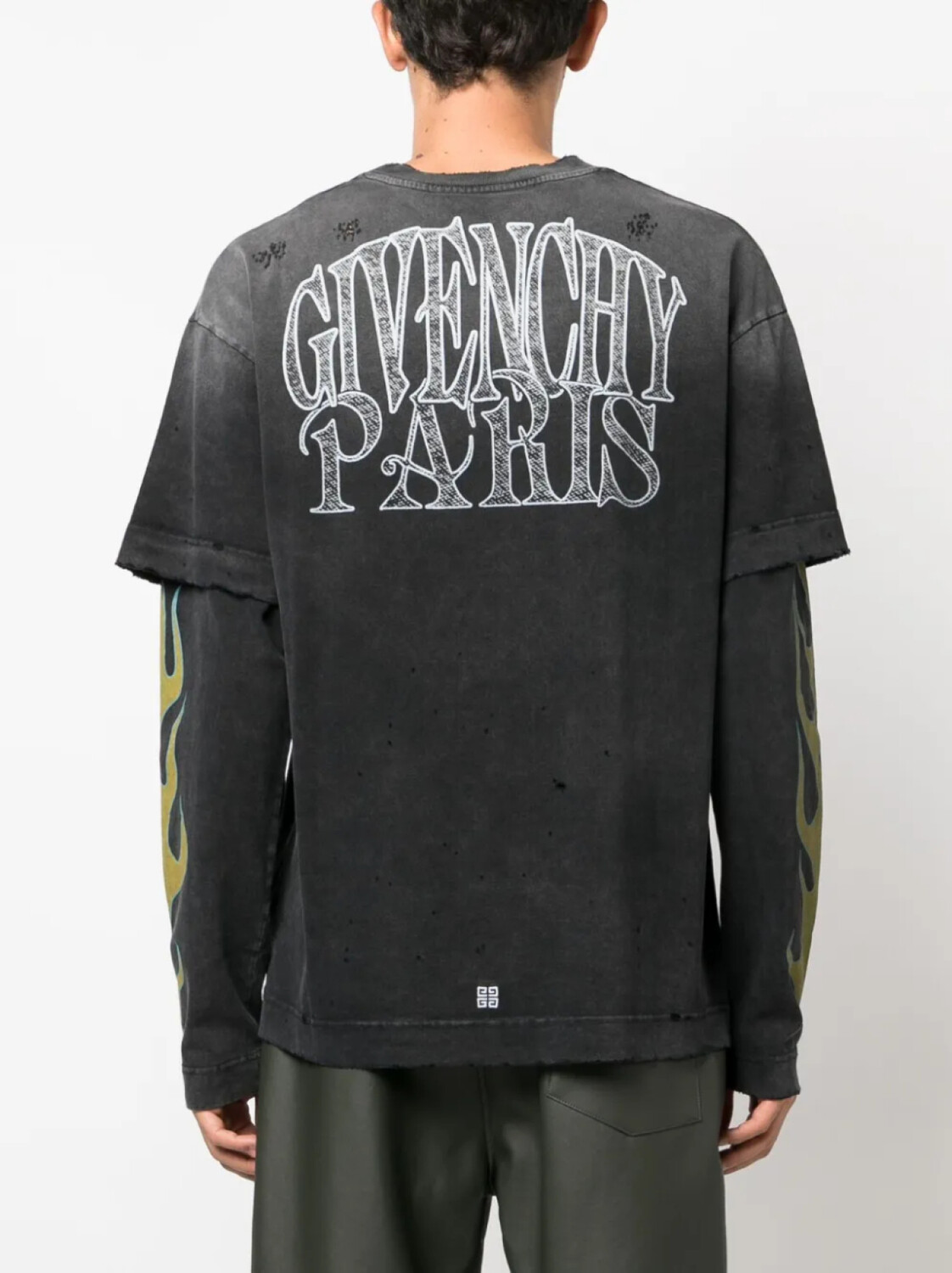 Givenchy двухслойная футболка в полоску, черный — фото 4