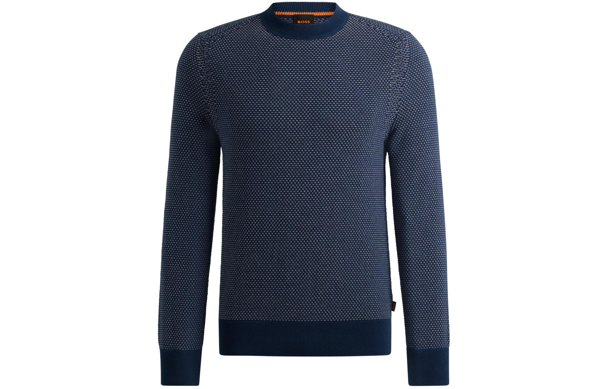 

Босс Текстурированная отделка Длинный рукав Джемпер HUGO BOSS, Синий