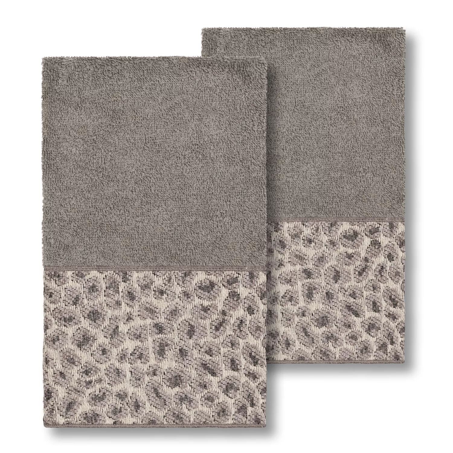 

Linum Home Textiles Турецкий хлопок в пятнах, набор из 2 украшенных полотенец для рук, темно-серый