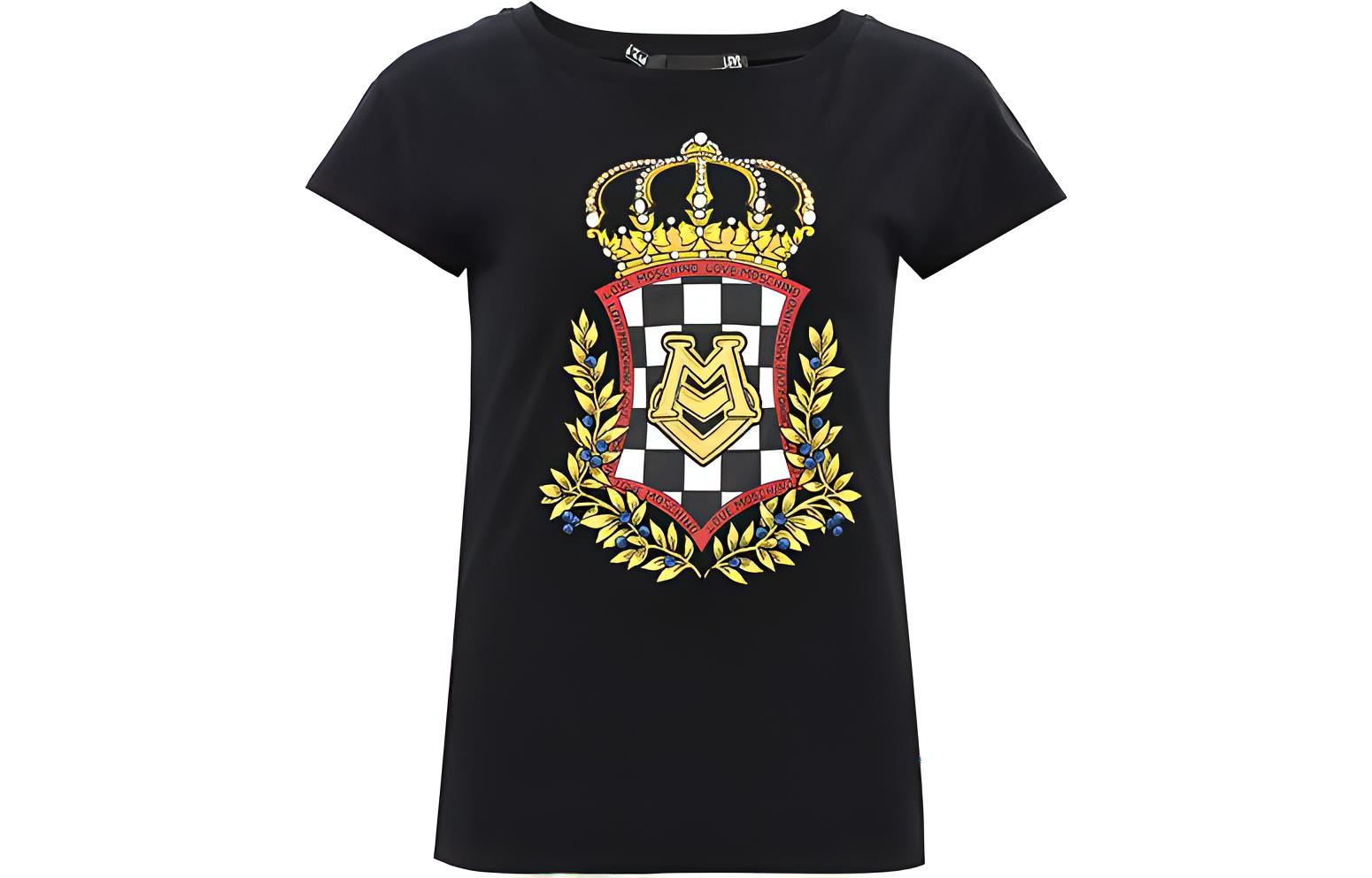 

MOSCHINO Футболка Women's Black Crew Neck Moderate Straight Fit