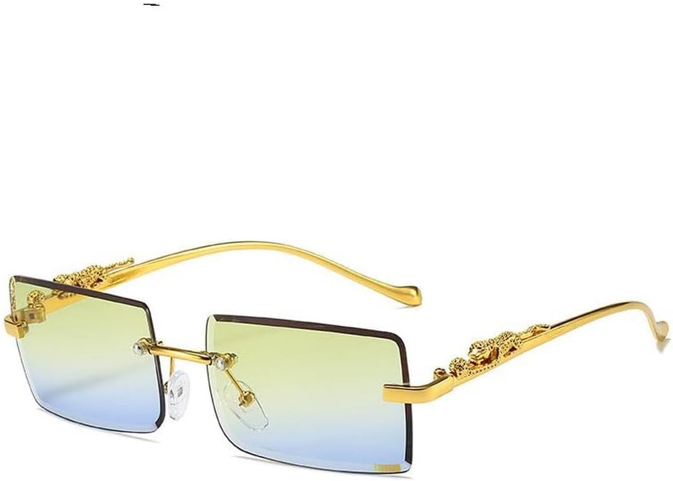 

Солнцезащитные очки без оправы прямоугольной формы для мужчин и женщин, модные солнцезащитные очки без оправы для женщин, леопардовый принт, защита от ультрафиолета UV400, SUN4203 Generic, Yellowblue