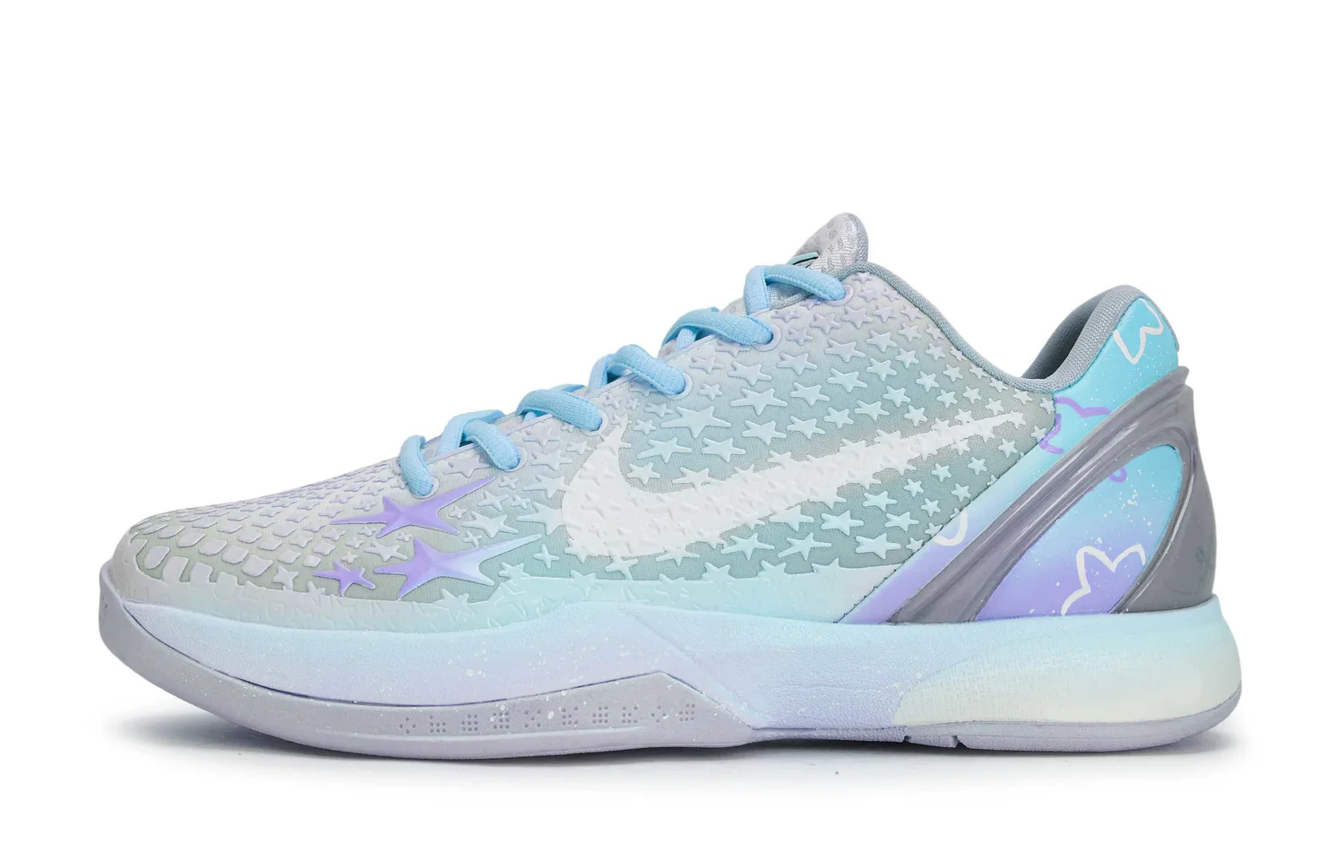 Nike Zoom Kobe 6 Slip Resistant Abrasion Resistant Low top детские баскетбольные кроссовки White Blue Purple — фото 3