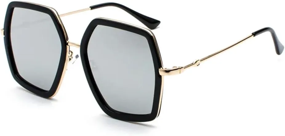 

Большие солнцезащитные очки для женщин, винтажные солнцезащитные очки в крупной оправе, солнцезащитные очки с защитой от УФ-излучения UV400 VFDHN, C5 Silver