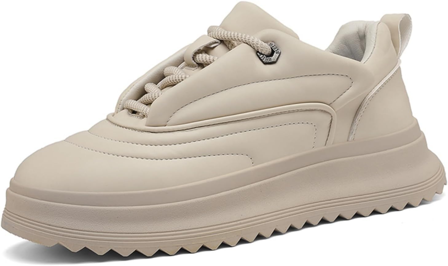 

Мужские массивные кроссовки на платформе - обувь с толстой подошвой и противоскользящей функцией, с стеганым дизайном, контрастной строчкой и петлей на пятке, дышащие, на шнуровке, повседневного стиля для ежедневной носки (белый/хаки/черный) Kel...