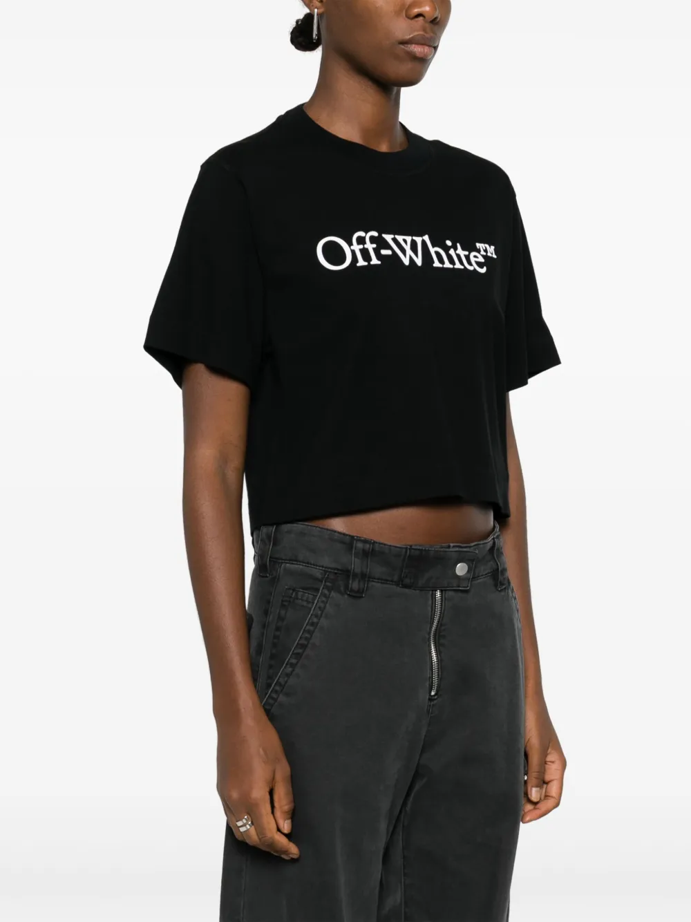 Укороченная футболка Bookish с логотипом OFF-WHITE, черный — фото 3