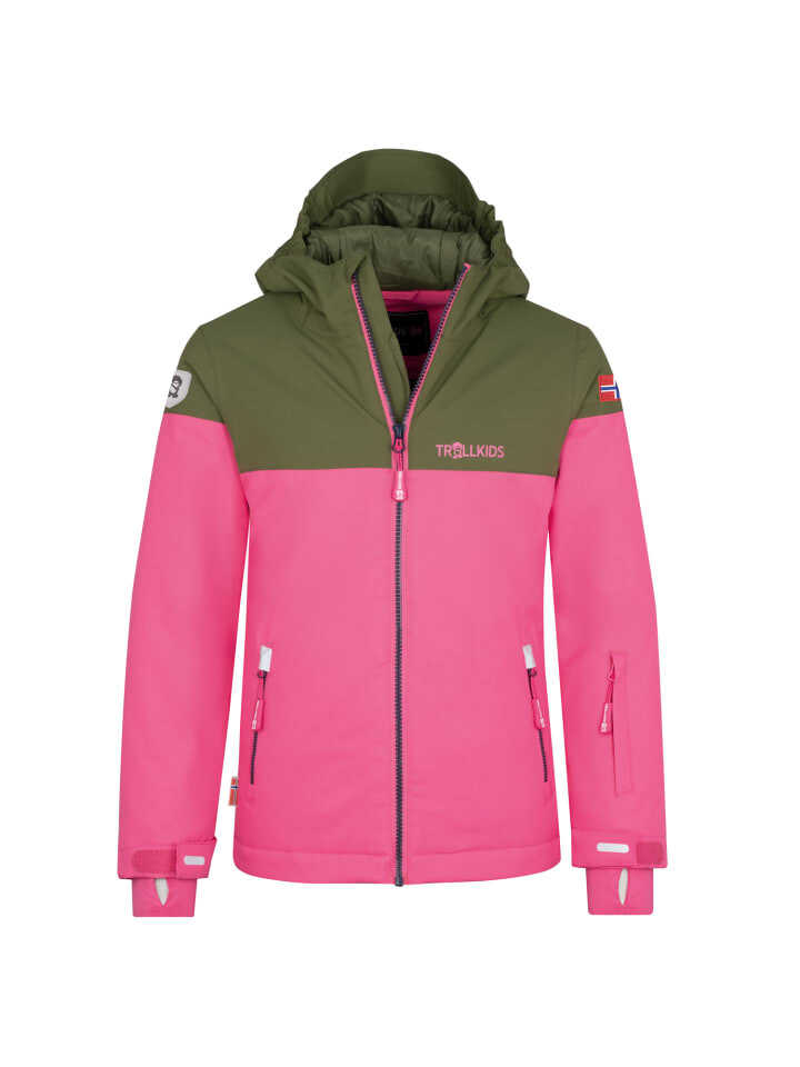 

Лыжная куртка Trollkids Hallingdal, цвет dusky olive/light magenta