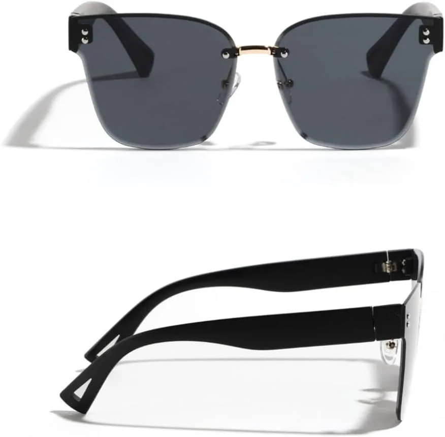 

Женские модные солнцезащитные очки без оправы, мужские солнцезащитные очки с увеличенной оправой, градиентные желтые очки с защитой от УФ-излучения UV400 MTZJH, Black