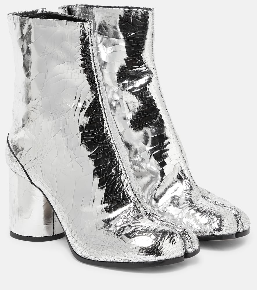 Ботильоны таби из металлизированной кожи Maison Margiela, Silver