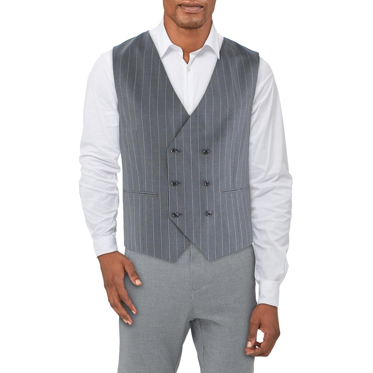 

Мужской двубортный деловой жилет Tayion By Montee Holland, серый