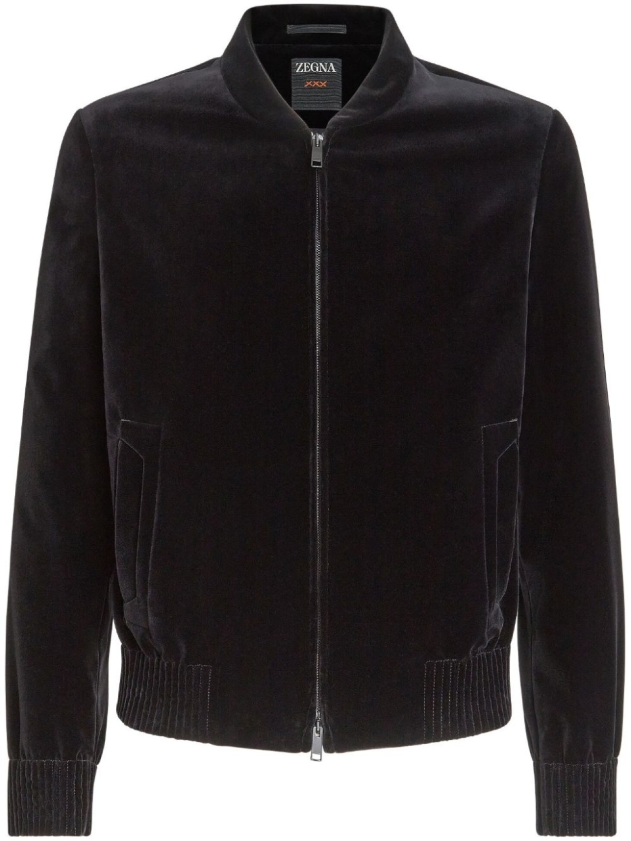 

Zegna velvet-effect zip-fastening bomber jacket, черный