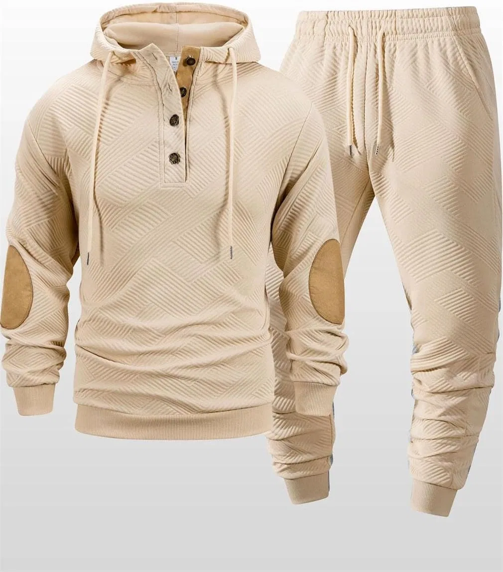 Спортивный костюм из флиса, Men's Hooded Sweatshirt Pants Two-Piece Set, Army En8 — фото 4