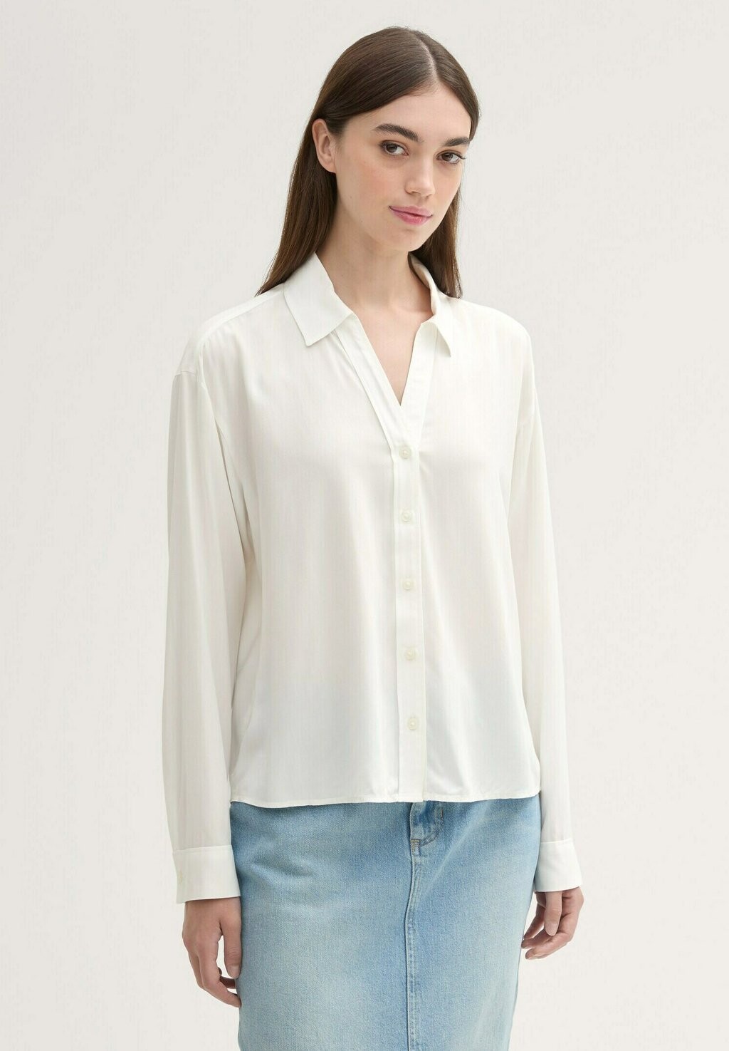 

Блузка на пуговицах TOM TAILOR DENIM, молочный