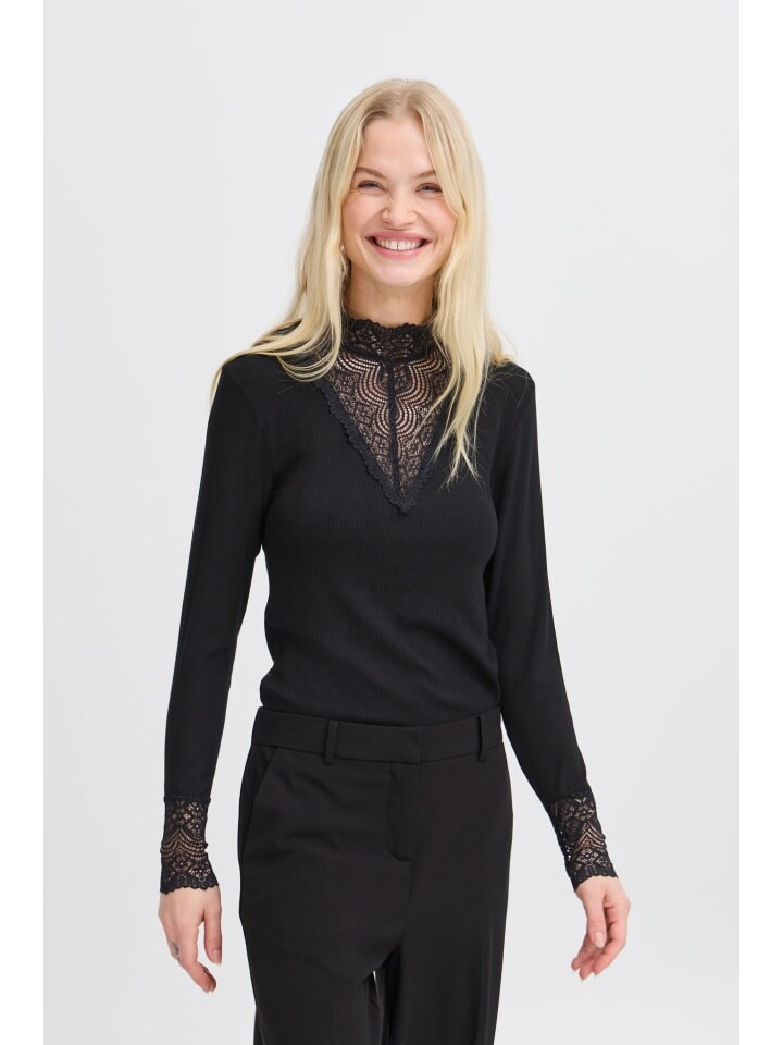 

Лонгслив b.young Longsleeve BYRALITSA TOP - 20815966 modisches Langarm-Shirt mit Spitze, цвет black denim