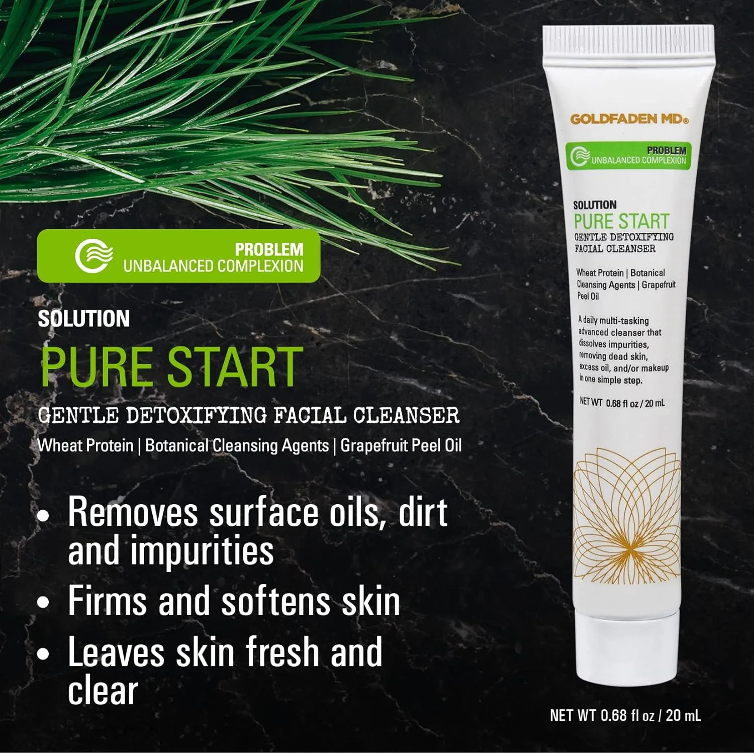 Крем для лица Goldfaden Md — Pure Start Gentle Detoxifying Natural Facial Cleanser с маслом грейпфрутовой цедры, 20 мл — фото 3
