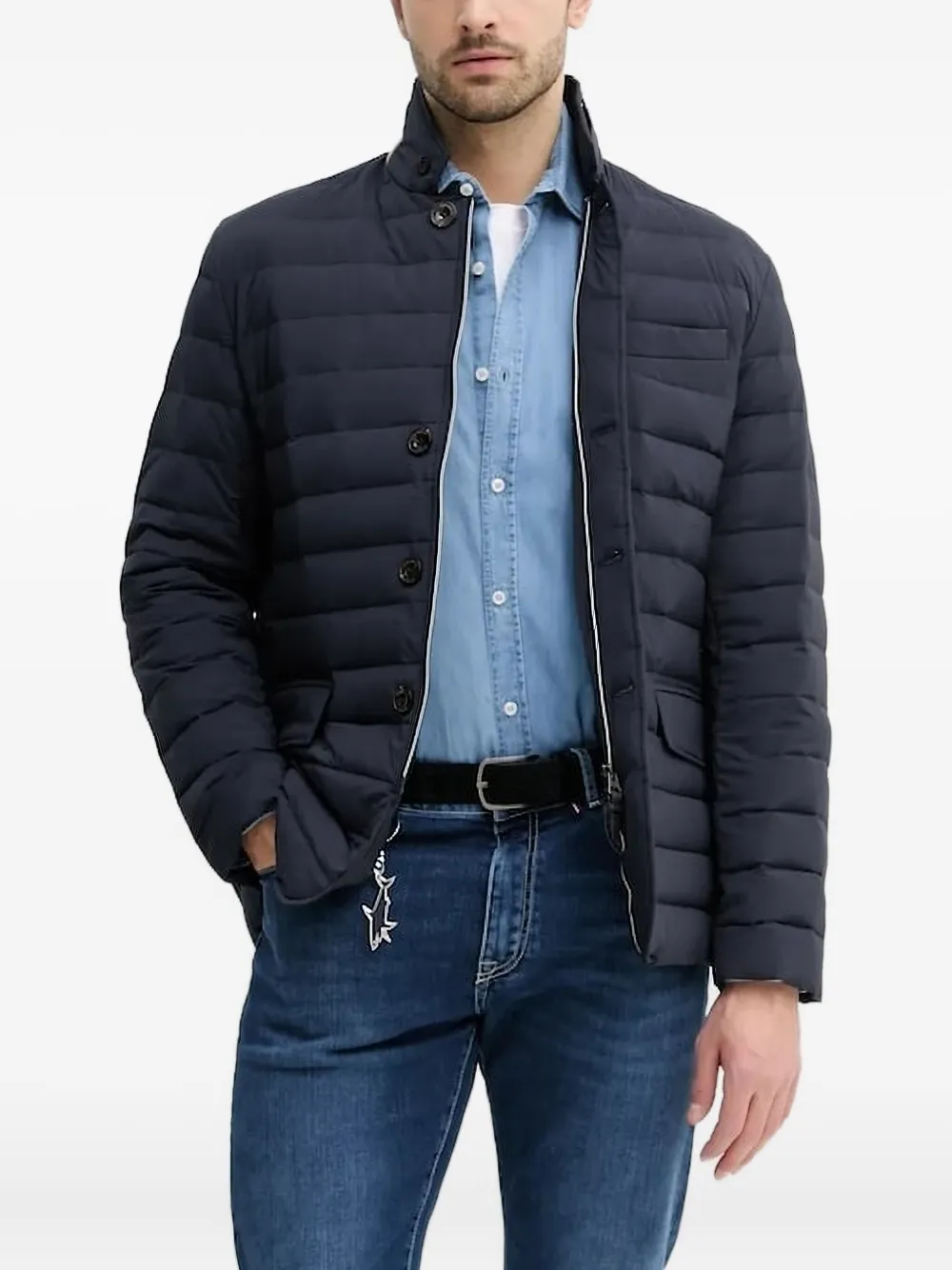 

Стеганая куртка на пуговицах Hackett, синий