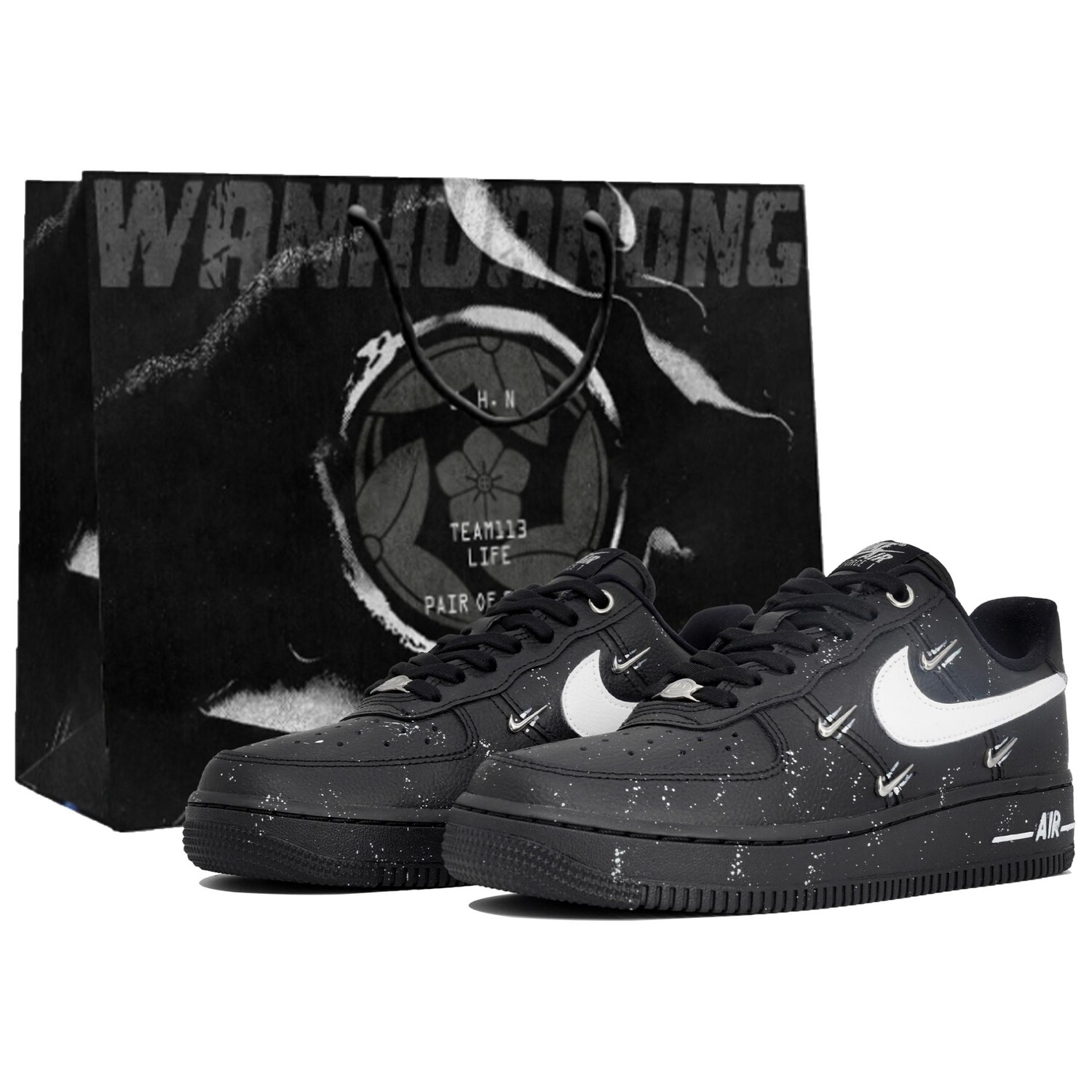 

Кроссовки для скейтбординга Air Force 1 женские низкие черный/белый Nike