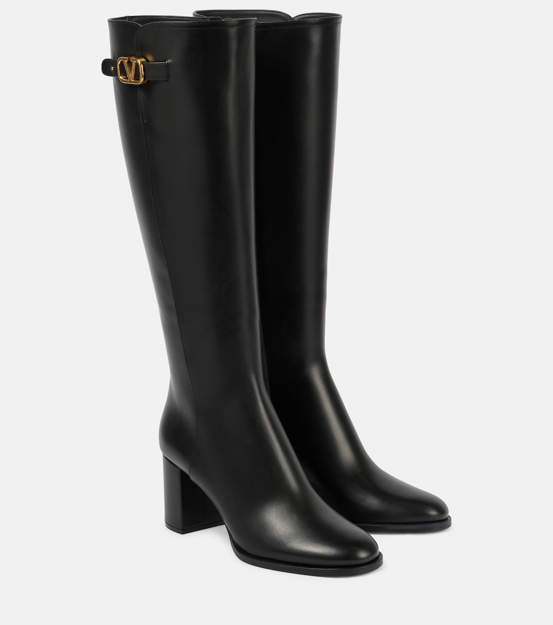 Кожаные сапоги до колена VLogo Signature Valentino Garavani, Nero