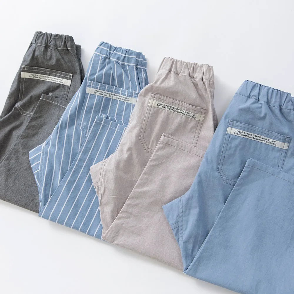 [Освежающие укороченные брюки из шамбре] Branshes, blue — фото 3